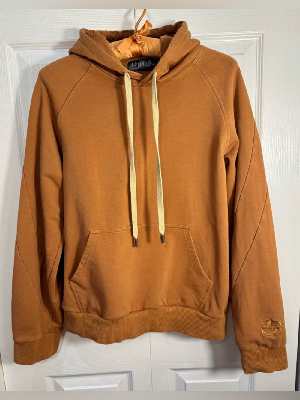 Lovello Hoodie Rust Cotton Pullover Heavyweight Logo. Small oversized